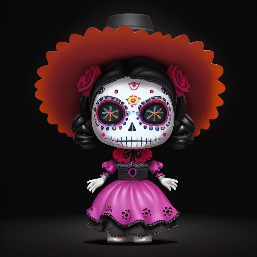 AI generated: funko doll catrina, dia de muertos art, dia de los muertos,  colorful, flat, octane render, global i...