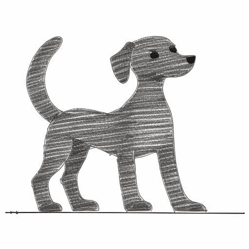 AI generated: A drawing of a dog in one-line drawing, figure outline only, single line, simple, in the style of on...