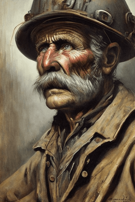 AI generated: a portrait of an old coal miner in the 19th century, a beautiful painting with a highly detailed fac...