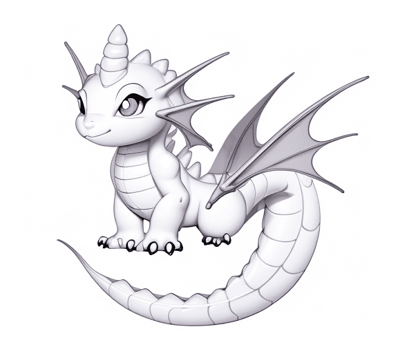 AI generated: cartoon sweet baby dragon with a white gem in the head with only the lines so i can paint it and fit...