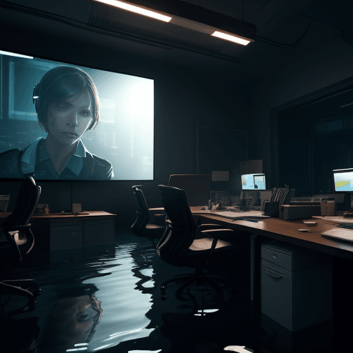 AI generated: Working environment in the office. Operators receive calls sitting behind monitors, IP phones are on...