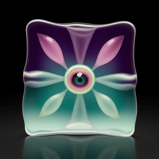 AI generated: kaleidoscope sour strip gelatin in a landscape orientation standing, it has small rolled up arms on ...