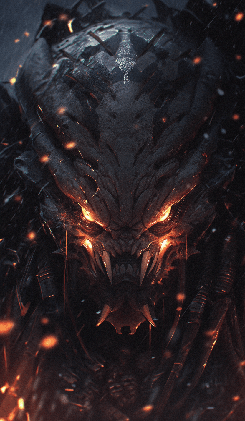 AI generated: Predator, movie, atmosphere of darkness and horror, clear details, scary muzzle, in the style of ill...