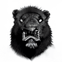 AI generated: expressive concept ink art of a large enraged male Panthera leo by Yoji Shinkawa, simplistic ink str...