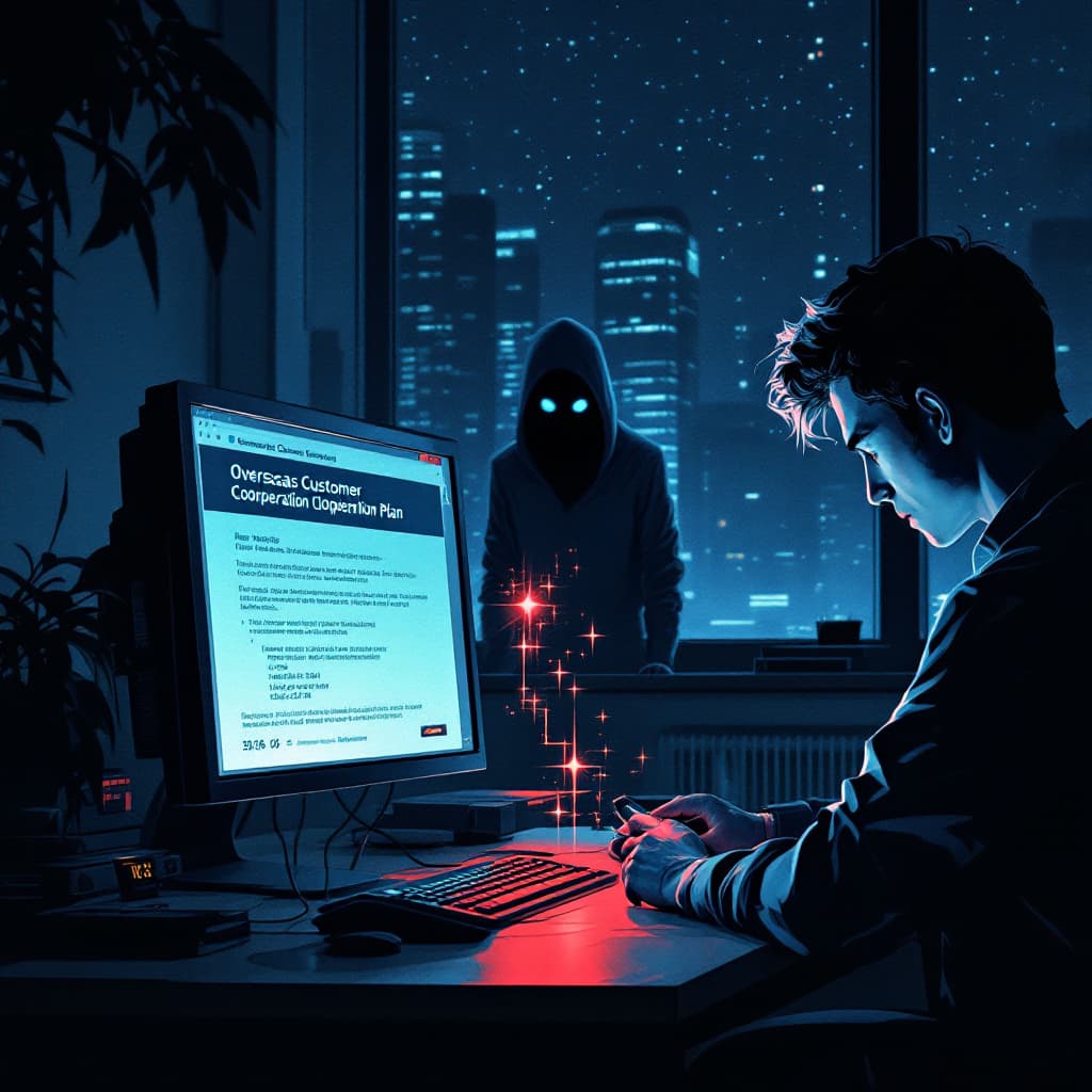 AI generated: Scene: In an office at night, the protagonist is working overtime alone. The phone suddenly lights u...