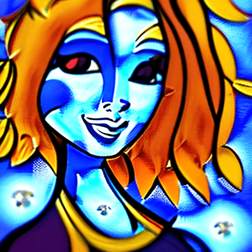 AI generated: a beautiful and detailed head portrait of Diane Foxington, orange body, black lips, eyelashes, eyebr...
