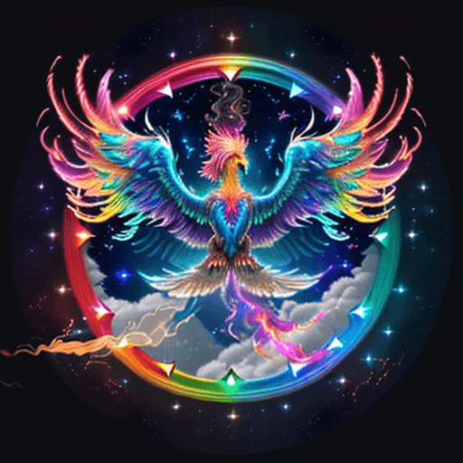 AI generated: Create a vibrant and detailed hologram of a phoenix rising from the ashes. The phoenix should be dep...