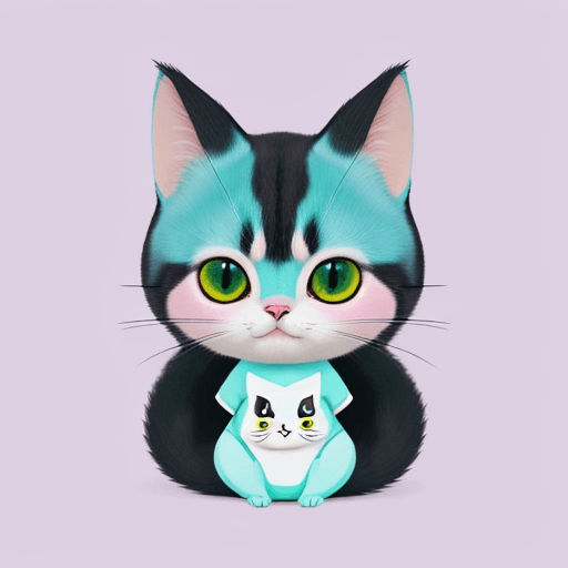AI generated: Cute Vector | Vector cat character for t-shirt design, pink, blue, yellow, green colored, clean and ...