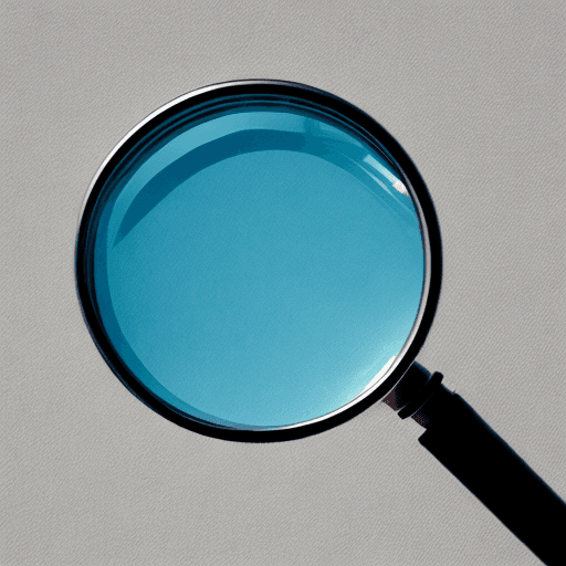 AI generated: magnifying glass; sunlight on the lens; white background