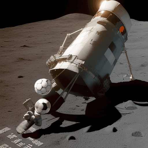 AI generated: a soccer player in a rocket, on the moon