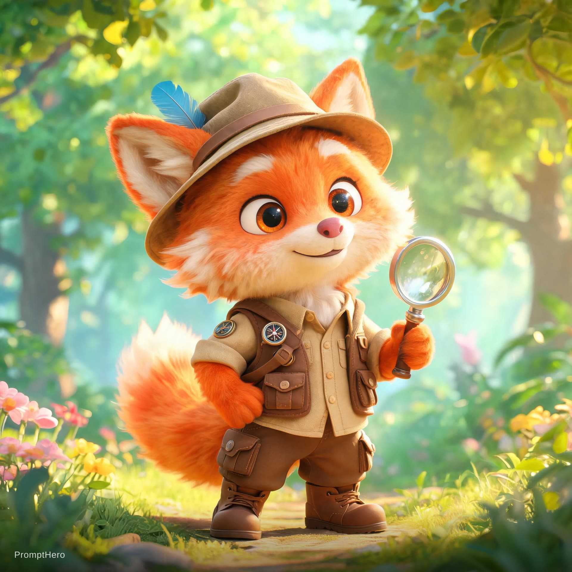 AI generated: “Cute 3D animated fox wearing explorer clothes, cinematic lighting, Pixar style, vibrant colors, chi...