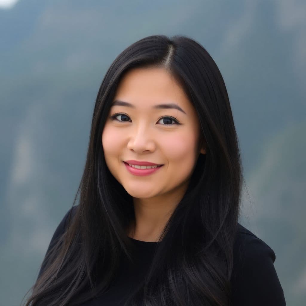 AI generated: 48 year old, Female, Chinese, 5'3" 185 lbs., very long black hair, curvy figure