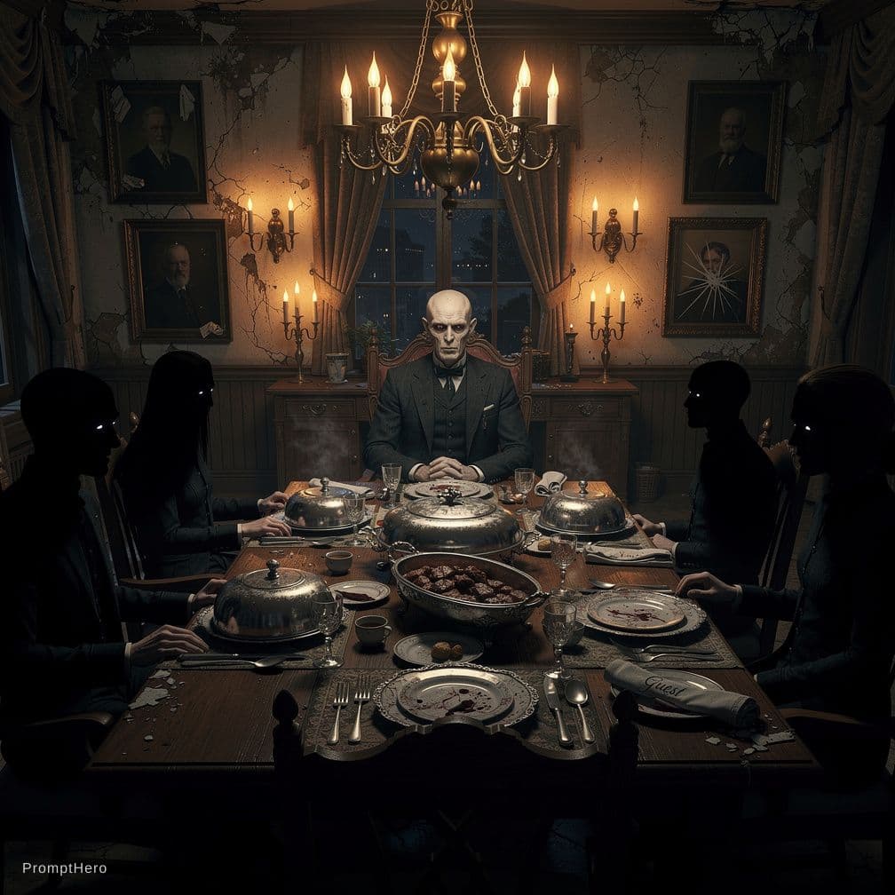 AI generated: Cannibalism is the practice of consuming the flesh or internal organs of other members of the same s...