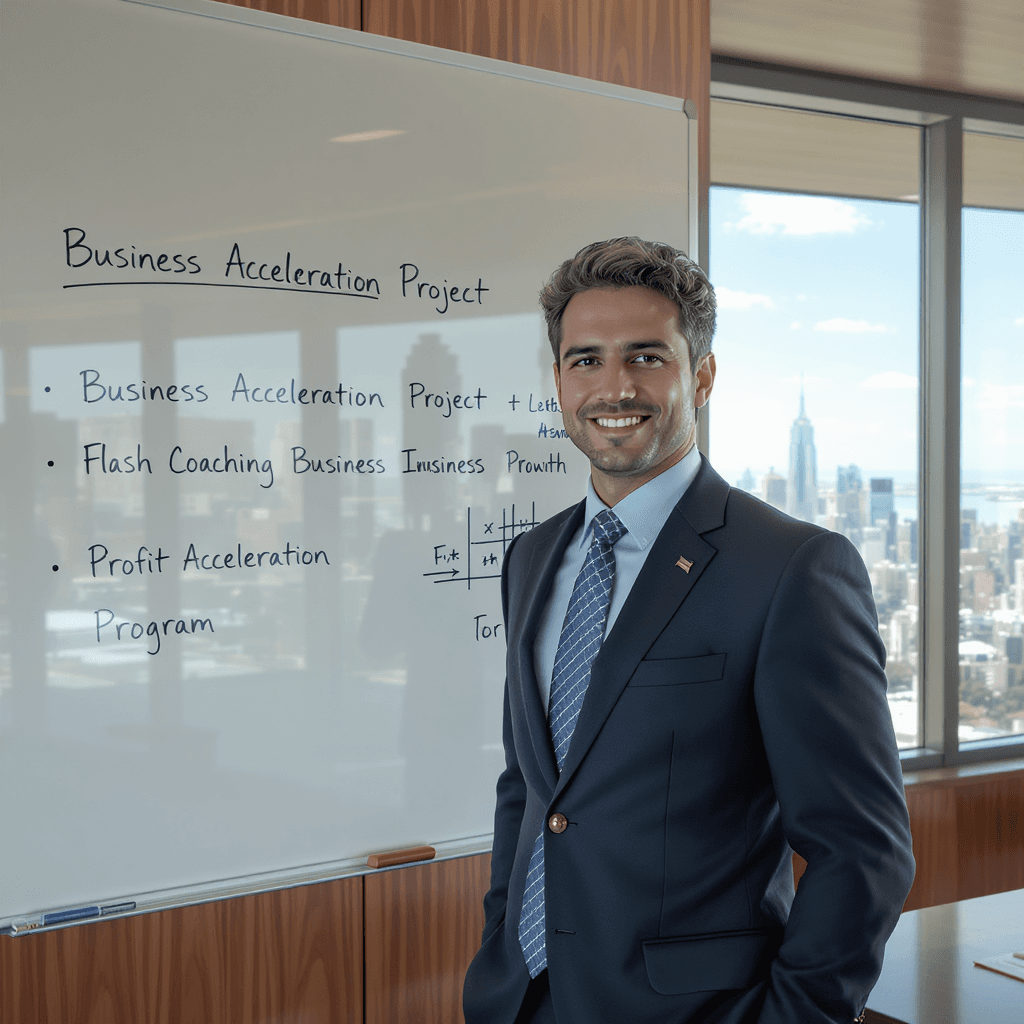 AI generated: A confident businessman with dark brown eyes, curly hair with lighter highlights, light brown skin, ...