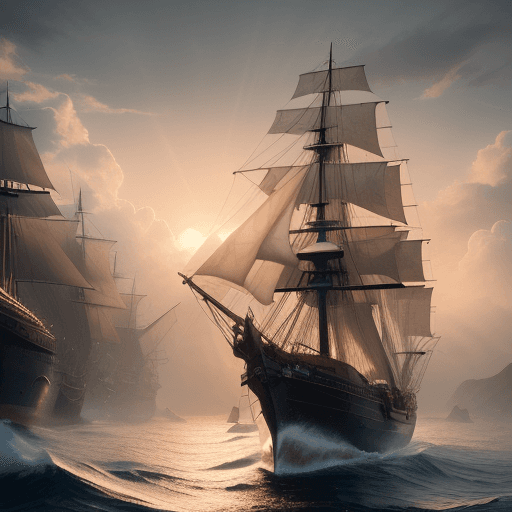 AI generated: Photo of a ultra realistic sailing ship, dramatic light, pale sunrise, cinematic lighting, battered,...