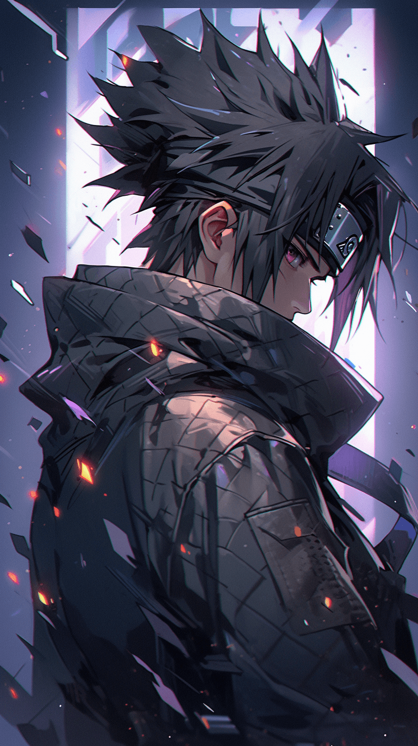 AI generated: sasuke from naruto cyberpunk style