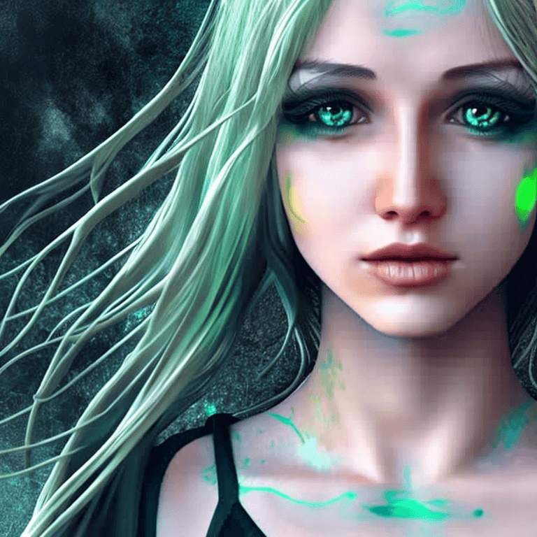 AI generated: Beautiful attractive fantasy female anime portrait with visible vivid tattoos, ultra realistic, hype...