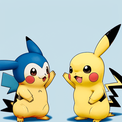 AI generated: an image of pikachu and piplup giving high five
