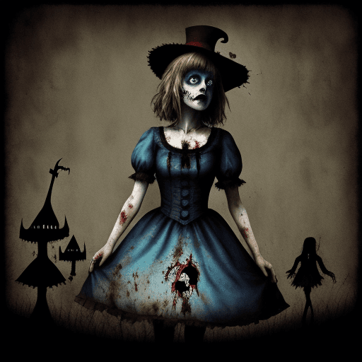 AI generated: Alice in Zombieland, by tim burton