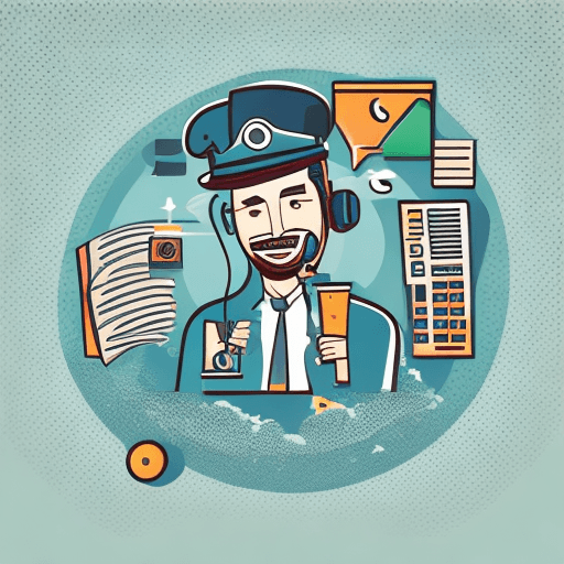 AI generated: vector art illustration graphics flat design, customer service, man, line drawing