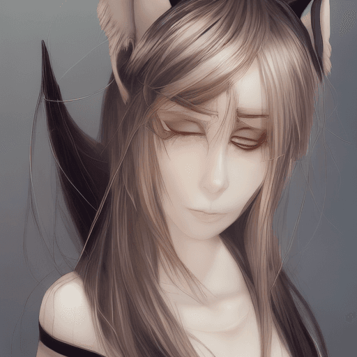 AI generated: Beautiful cat girl. Cat ears. Cat tail. Beautiful face. Beautiful eyes. Slender body. White shirt an...