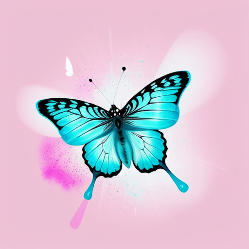 AI generated: An abstract vector of a butterfly fluttering, with splatters behind, in a multicolored pastel color,...