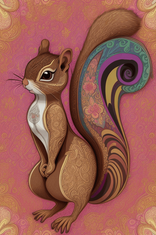 AI generated: squirrel, insanely detailed and ornate, drawn on paper with ink, symmetrical, psychedelic, colorful,...