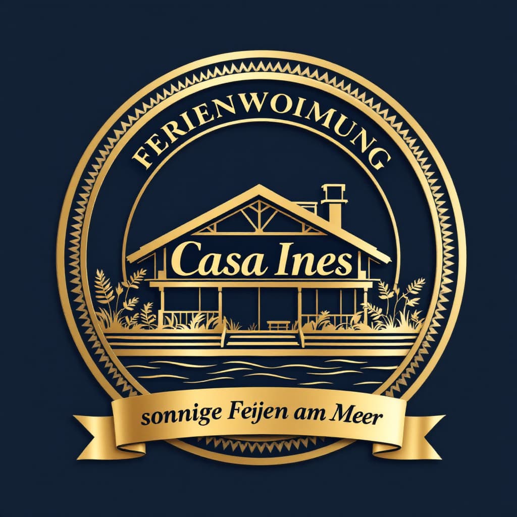 AI generated: the official seal reading at the top "Ferienwohnung" in the middle emphasized "Casa Ines", reading a...