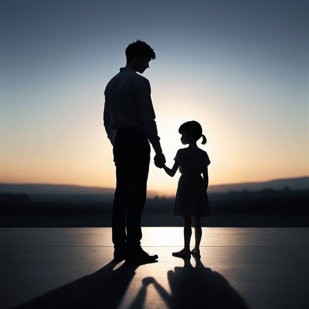 AI generated: - **Foreground:** A solid, dark silhouettes of men stand side by side. Their postures are defined by...
