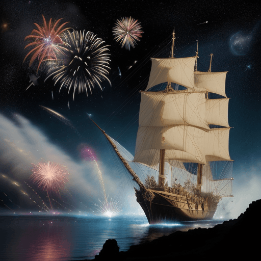 AI generated: hiper realistyc traveling through the universe, with planets and fireworks, taking into account the ...