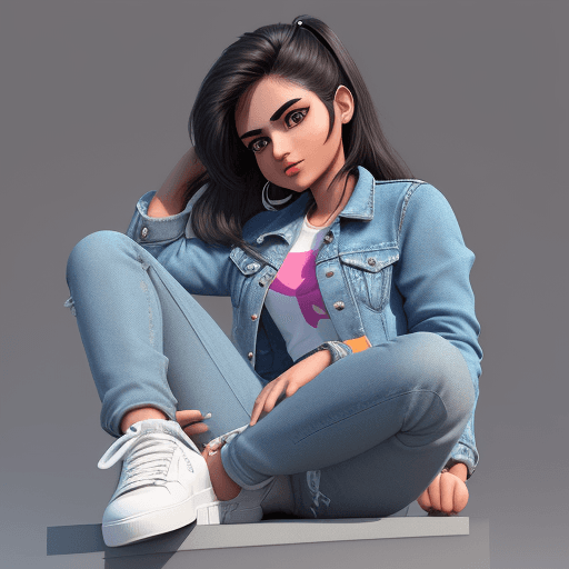 AI generated: create a 3d illustration of an animated a girl sitting casually on top of a social media logo instag...