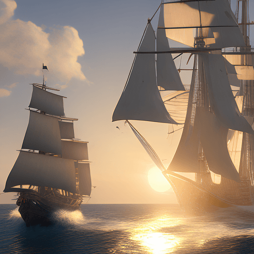 AI generated: Photo of a ultra realistic sailing ship, dramatic light, pale sunrise, cinematic lighting, battered,...