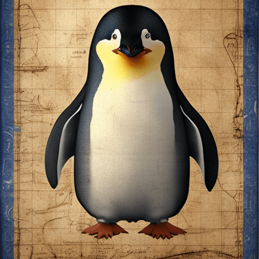 AI generated: penguin da vinci blueprint  --ar 10:16