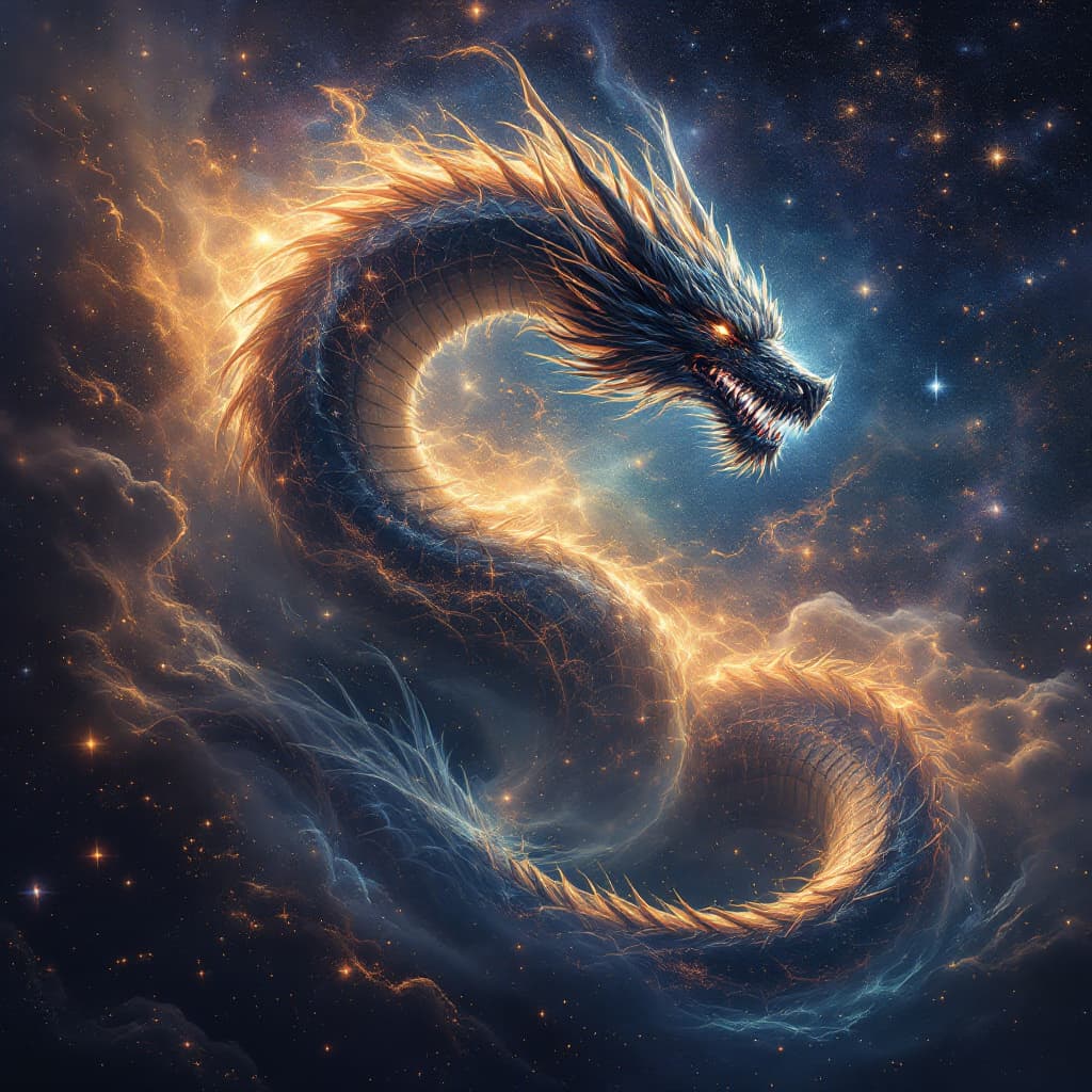 AI generated: Motionсapture spacemassivescaledragonAureSol uDragonderdeepspacestarlight magicinspiralofmovezodiaca...