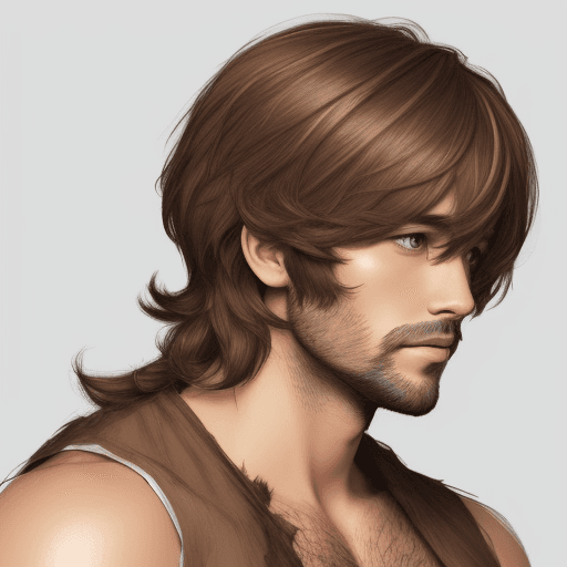 AI generated: shaggy brown shoulder length hair, male, sketch