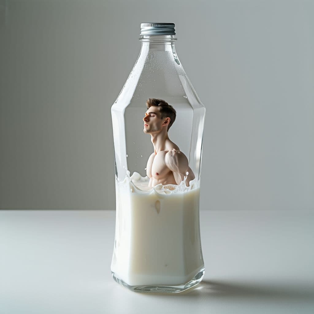 AI generated: An ultra-realistic hexagonal transparent plastic bottle, meticulously detailed with glossy surfaces ...