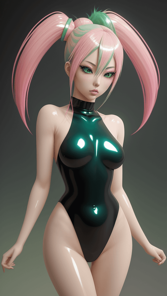 AI generated: A captivating depiction of a Japanese anime girl in a luxurious 3D masterpiece. She stands confident...