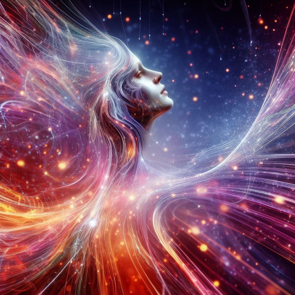 AI generated: A syphony of lights. An unreal dream of harmony and esthetics. A beautiful creature fills the image ...