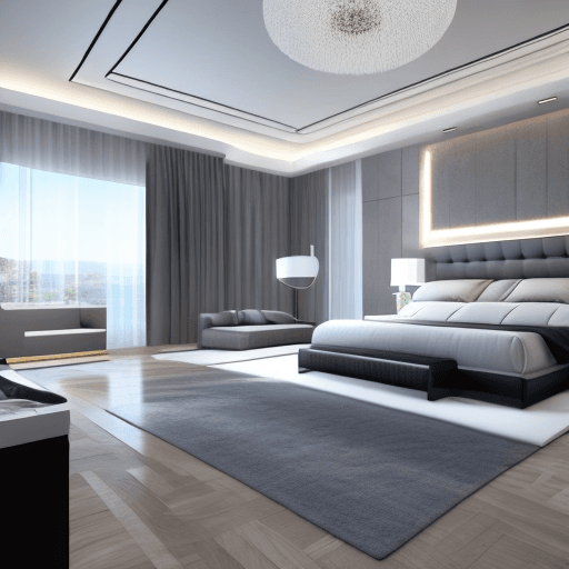 AI generated: 4k image of modern bedroom suite
  