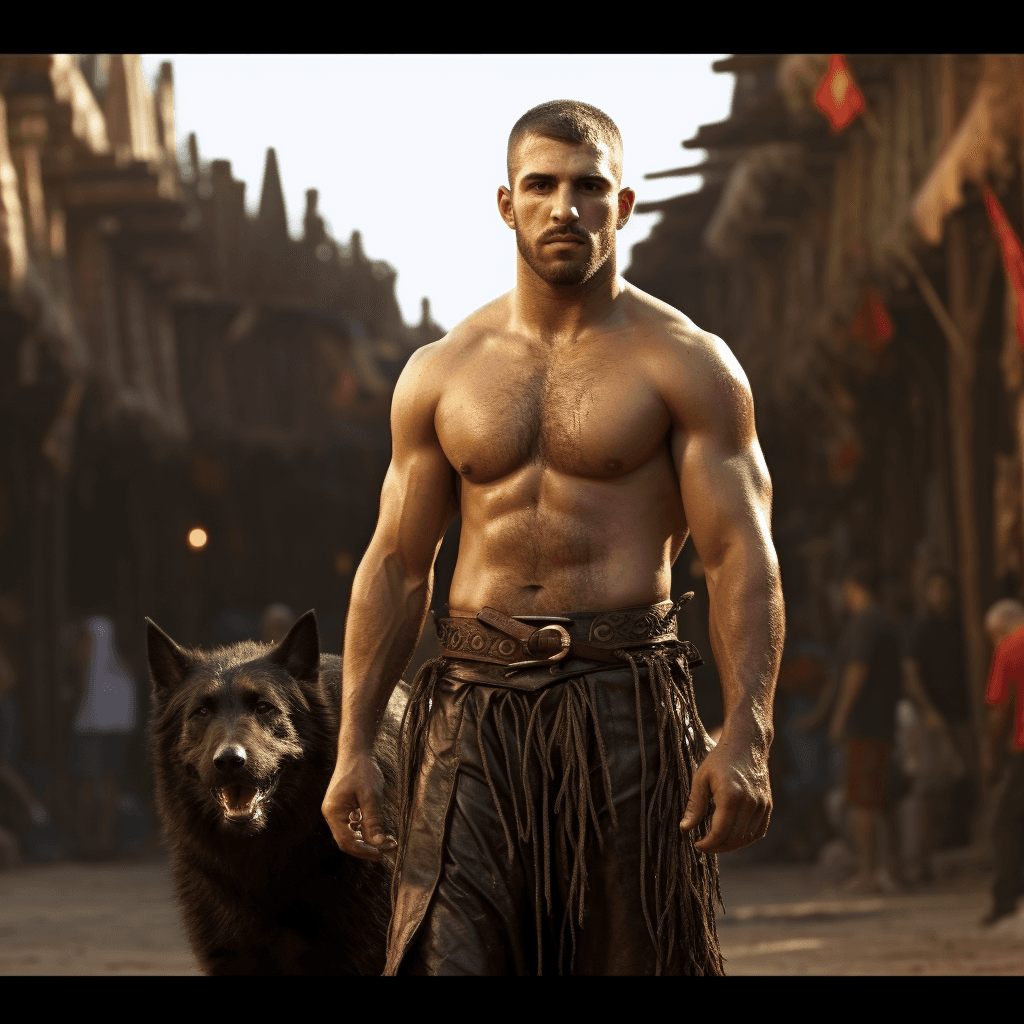 AI generated:  Ultra-Wide Angle - Pull the camera very far back from subject, ANCIENT ROME BACKGROUND, perfect eye...