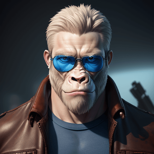 AI generated: ((extreme detail)),(ultra-detailed), Male, anthropomorphic, White Gorilla, blue eyes, detailed face,...