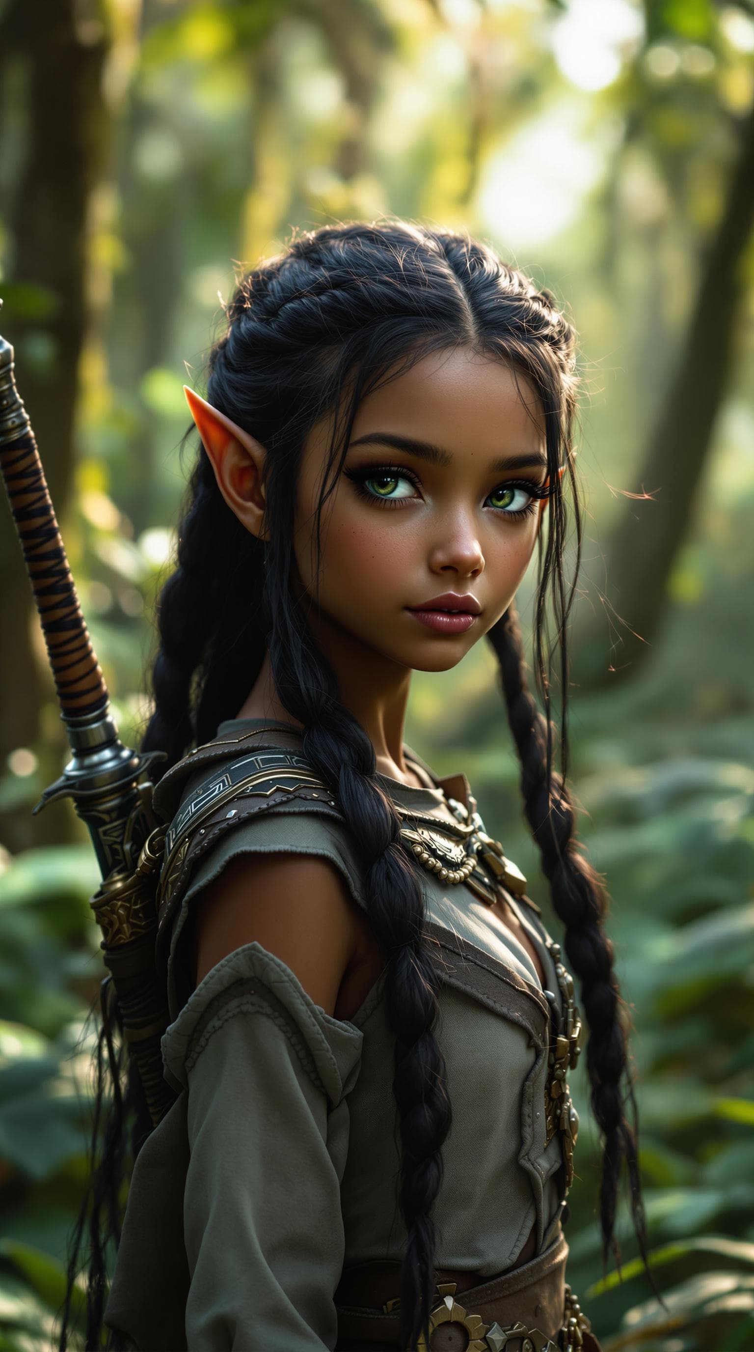 AI generated: a professional photo of a exceptionally of the most beautiful forest elf girl in the world, (age 11)...