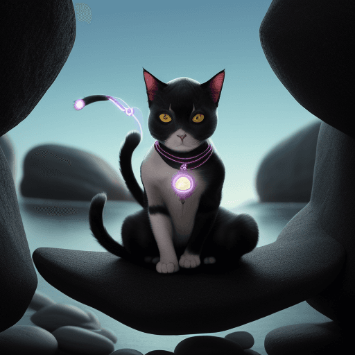 AI generated: Ultra wide-angle, low-angle shot, a realistically anthropomorphized cat dressed in ninja attire is m...