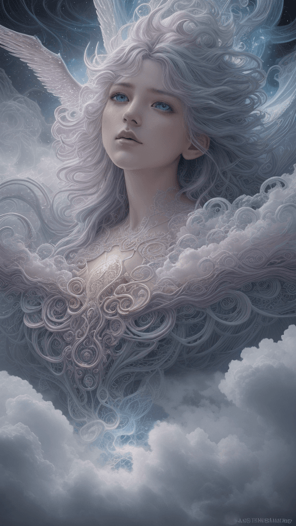 AI generated: (((closeup (HDR) A celestial drama unfolded in the ethereal heavens as thick clouds formed an awe-in...