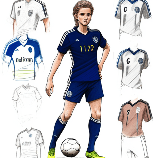 AI generated: a soccer uniform sketch design made with color pencils