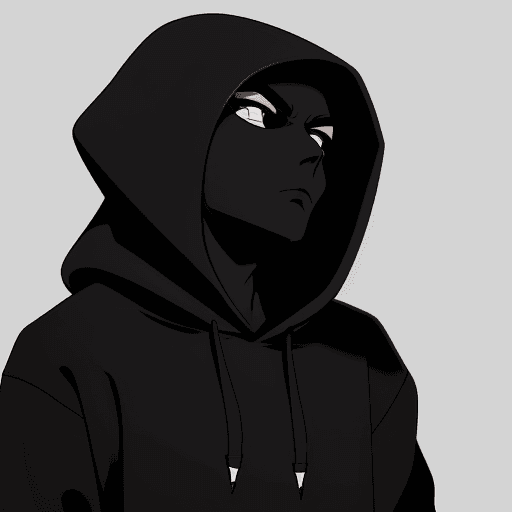 AI generated: Create, A character wearing black hoodie, simple, doodle vector, design, 