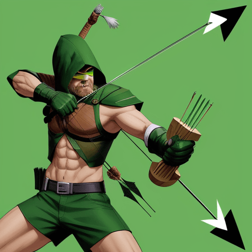 AI generated: design me a mascot of green arrow with apex arrow as font 
