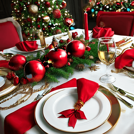 AI generated: Christmas red and gold balls on table, white bacgroud,  