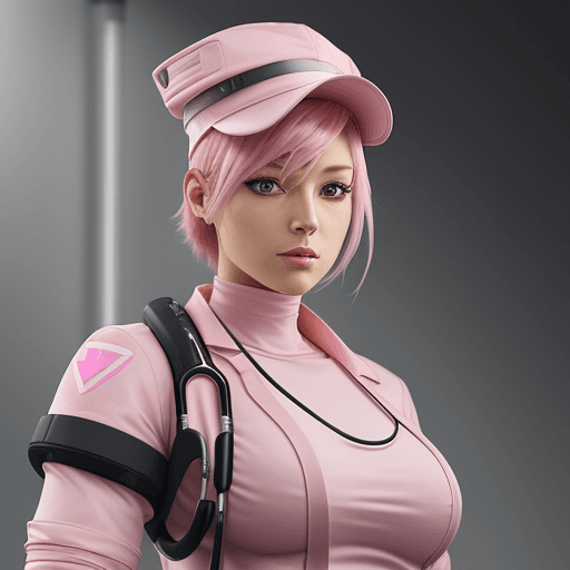 AI generated: {
    "description":  female surgeon with pink hair and pink eyes "",
    "sd version": "SD1",
    "...