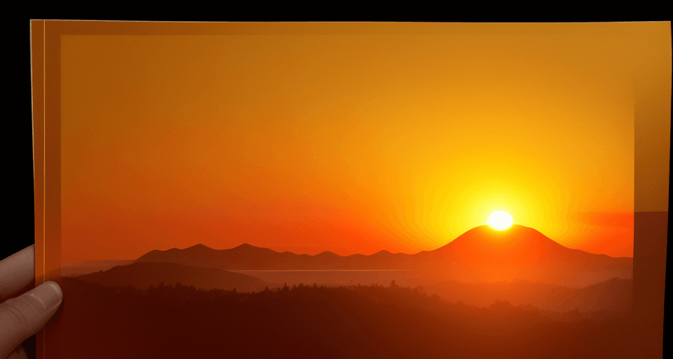 AI generated: A paper cut of a sunset, with warm colors, delicate hues, Frederic Edwin Church, Ray Tracing, golden...